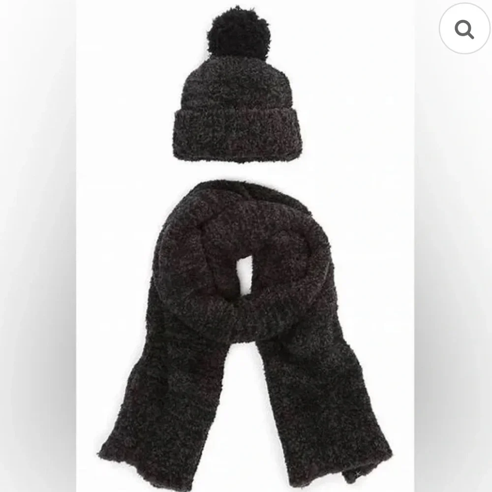 NWT Barefoot Dreams Espresso Cocoa Cozy Chic Scarf & Hat‎ Set Stocking Stuffer